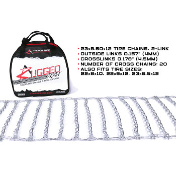 The Rop Shop New Pair 2 Link Tire Chains 23X850X12 For Garden Tractorsriderssnowblower