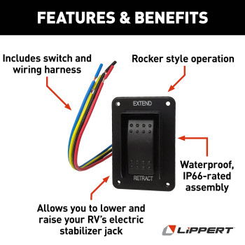 Lippert Replacement Power Stabilizer Extendretract Switch With Rocker Style Operation Ip66Rated Waterproof Assembly Installa