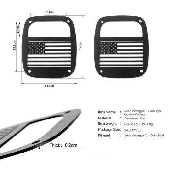 Rttcz Metal Tail Light Guards Covers For Rear Taillights 19872006 Jeep Wrangler Yj Tj Accessories Tjus Flag