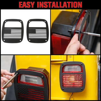 Rttcz Metal Tail Light Guards Covers For Rear Taillights 19872006 Jeep Wrangler Yj Tj Accessories Tjus Flag