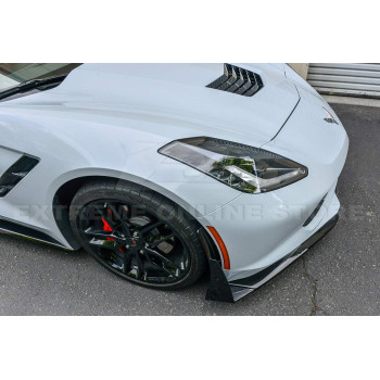 For 20142019 Chevrolet Corvette C7 Z06 Stage 3 Style Front Bumper Lower Splitter Side Extension Winglets Abs Plastic Carbo