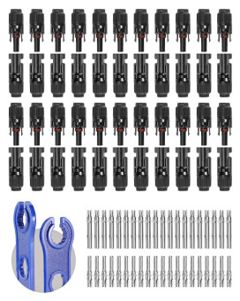 Bougerv 44Pcs Solar Connector With Spanners Ip67 Waterproof Solar Panel Cable Connectors Malefemale 22Pairs10Awg