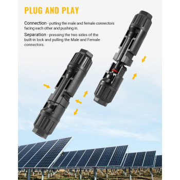 Bougerv 44Pcs Solar Connector With Spanners Ip67 Waterproof Solar Panel Cable Connectors Malefemale 22Pairs10Awg