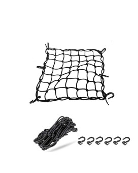 Zmfll Black 15X15 Motorcycle Cargo Net Featuring 6 Adjustable Hooks Tight 2X2 Mesh Stretch Up To 30 X 30 For Cargo