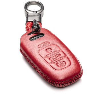 Vitodeco Leather Smar Key Fob Case Compatible With Audi A3 A4 A5 A6 A7 S5 S7 Q5 Rs 4Button Red