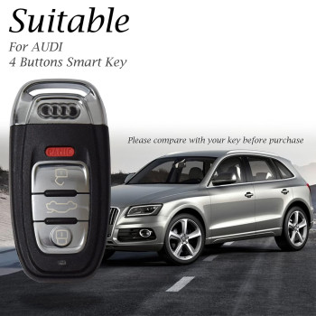 Vitodeco Leather Smar Key Fob Case Compatible With Audi A3 A4 A5 A6 A7 S5 S7 Q5 Rs 4Button Red