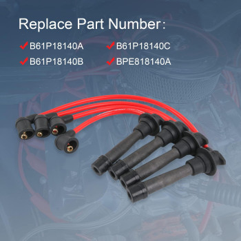 Jdmspeed New Red Ignition Spark Plug Wires Set Replacement For Mazda Miata Mx5 16L 18L Engines 19902000 102Mm Replaces B61P