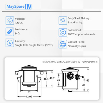 Mayspare Max Transient 200A Trombetta 12V Solenoid Relay 3 Terminal Heavy Duty Winch Marine 24106 Spst 12 Volt Solenoid