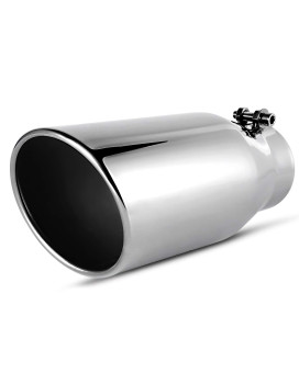 Autosaver88 35 Inch Inlet Black Exhaust Tip 35 Inlet 5 Outlet 12 Overall Length Stainless Steel Exhaust Tips Chromepla