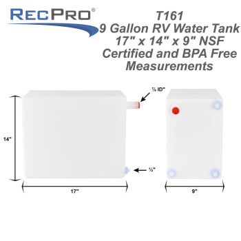 Recpro Rv Fresh Water Tank 9 Gallon For Drinking And Potable Water 9 X 17 X 14 Fresh Or Gray Water Plastic Storage M