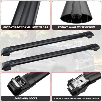 Motorfansclub Lockable Roof Rack Cross Bars Fit For Jeep Cherokee 2014 2015 2016 2017 2018 2019 2020 2021 2022 2023 Cargo Luggag