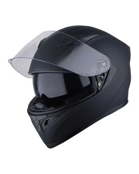 1Storm Motorcycle Street Bike Dual Visorsun Visor Full Face Helmet Mechanic Matt Black Size Medium 5556 Cm 217220 Inch