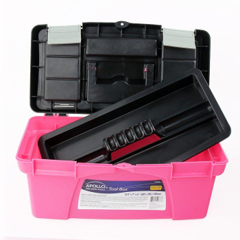 Apollo Tools Set Of 3 Pink Stackable Tool Boxes With Top Compartment And Removable Trays For Crafts Tool Storage Pink Ribbon