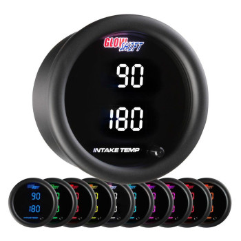 Glowshift 10 Color Digital 300 F Dual Intake Intercool Temperature Gauge Kit Includes Electronic Sensors 2 Multicolor Led D