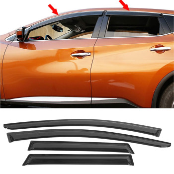 Ikon Motorsports Window Visor Compatible With 20152024 Nissan Murano Slim Style Acrylic Black Sun Rain Wind Guards Vents Shad