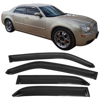 Ikon Motorsports Tape On External Window Visors Compatible With 20052010 Chrysler 300 20052008 Dodge Magnum Slim Style Acry