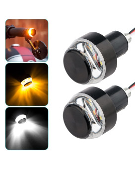 2Pcs Motorcycle Turn Signal Light 12 Leds Turn Signal Indicator Lamp Amberwhite Front Handlebar End Light Waterproof Blinker