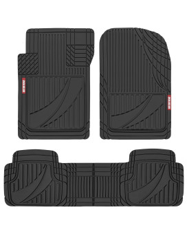 Motor Trend Flextough Advanced Black Rubber Car Floor Mats 3 Piece Trim To Fit Floor Mats For Cars Truck Suv All Weather Auto