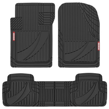 Motor Trend Flextough Advanced Black Rubber Car Floor Mats 3 Piece Trim To Fit Floor Mats For Cars Truck Suv All Weather Auto