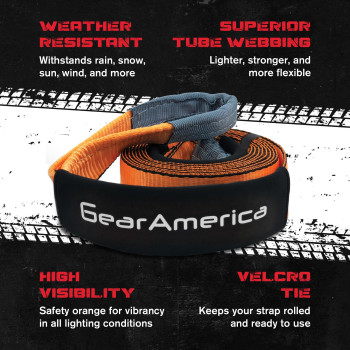 Gearamerica Tow Strap 3 X 20 2 Pack Heavy Duty Tree Saver Winch Strap 35 053 Lbs Tow Rope Recovery Straps Offroad Weather