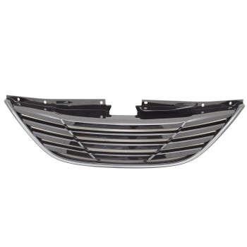 Grille Compatible With 20112014 Hyundai Sonata Yf Front Black Grille Grill Horizon Abs Horizontal Style By Ikon Motorsports 2