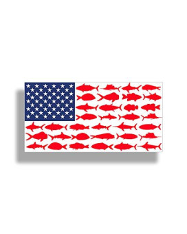 Usa American Fish Flag Sticker Patriotic Fishing Decal Vinyl Die Cut Car Truck Boat Bumper Window Graphic