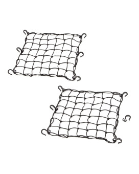 Powertye 501522 Black 15In X 15In Cargo Net Featuring 6 Adjustable Hooks Tight 2In X 2In Mesh 2Pack