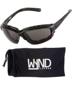 WYND Blocker Motorcycle Riding Glasses Extreme Sports Wrap Sunglasses, Black, Smoke