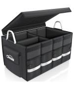 Oasser Trunk Organizer Cargo Organizer Trunk Storage Waterproof Collapsible Durable Multi Compartments With Foldable Cover Alumi