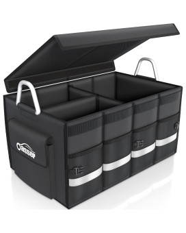 Oasser Trunk Organizer Cargo Organizer Trunk Storage Waterproof Collapsible Durable Multi Compartments With Foldable Cover Alumi