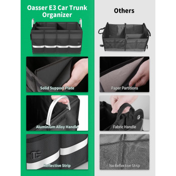 Oasser Trunk Organizer Cargo Organizer Trunk Storage Waterproof Collapsible Durable Multi Compartments With Foldable Cover Alumi