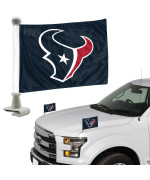 Fanmats 61889 Houston Texans Ambassador Car Flags 2 Pack Mini Auto Flags 4In X 6In Perfect For Hood Or Trunk