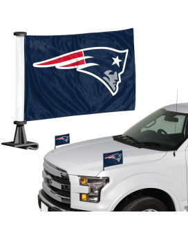 Fanmats 61873 New England Patriots Ambassador Car Flags 2 Pack Mini Auto Flags 4In X 6In Perfect For Hood Or Trunk