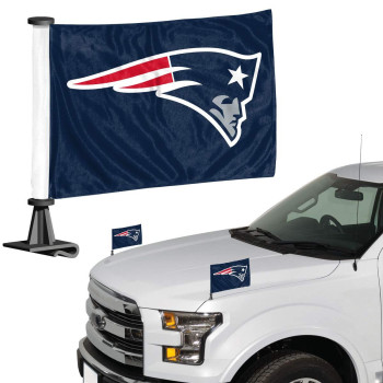 Fanmats 61873 New England Patriots Ambassador Car Flags 2 Pack Mini Auto Flags 4In X 6In Perfect For Hood Or Trunk