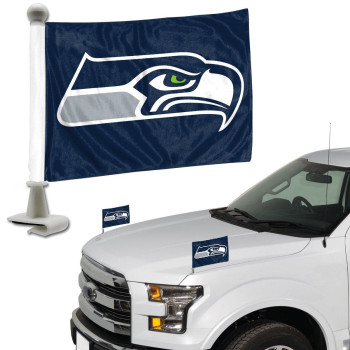 Fanmats 61884 Seattle Seahawks Ambassador Car Flags 2 Pack Mini Auto Flags 4In X 6In Perfect For Hood Or Trunk