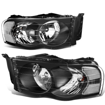 Dna Motoring Hlohdr02Bkcl1 Black Housing Clear Corner Headlights Compatible With 0205 Ram 15000305 Ram 2500 3500 Left