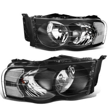 Dna Motoring Hlohdr02Bkcl1 Black Housing Clear Corner Headlights Compatible With 0205 Ram 15000305 Ram 2500 3500 Left