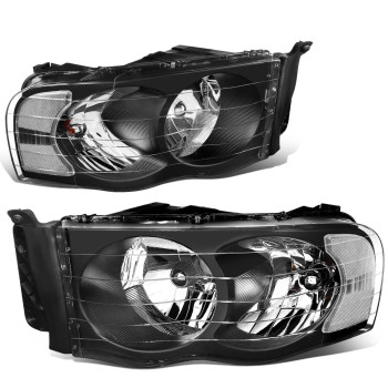 Dna Motoring Hlohdr02Bkcl1 Black Housing Clear Corner Headlights Compatible With 0205 Ram 15000305 Ram 2500 3500 Left