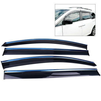 Ikon Motorsports Tape On External Window Visor Compatible With 20112017 Honda Odyssey Injection Polycarbonate With Chrome Tri