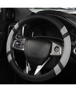 Bokin Car Steering Wheel Cover 145 In Leather Wheel Covers For Women Men Gray Steering Wheel Accessories With Breathable Microf