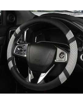 Bokin Car Steering Wheel Cover 145 In Leather Wheel Covers For Women Men Gray Steering Wheel Accessories With Breathable Microf