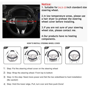 Bokin Car Steering Wheel Cover 145 In Leather Wheel Covers For Women Men Gray Steering Wheel Accessories With Breathable Microf