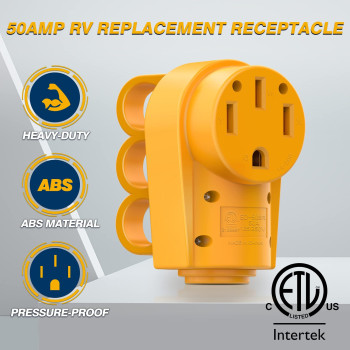 Mictuning 125 250V 50Amp Heavy Duty Rv Female Replacement Receptacle Plug With Ergonomic Handle