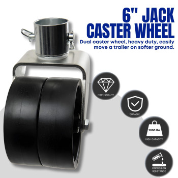 Jeremywell 6 Trailer Tongue Jack Double Caster Wheel 2000Lbs Capacity With Pin Swirl Jack Dual