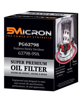 5Micron Pg63798 Full Synthetic Oil Filter Fits 200297 Buell M2 Cyclone 2002 M2L Cyclone 199896 S1 Lightning 1998 S1 White