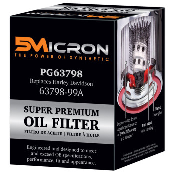 5Micron Pg63798 Full Synthetic Oil Filter Fits 200297 Buell M2 Cyclone 2002 M2L Cyclone 199896 S1 Lightning 1998 S1 White