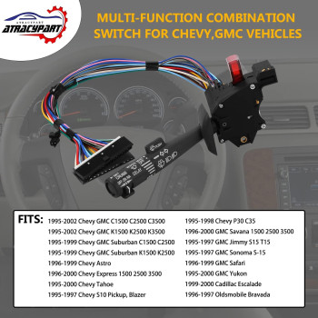 Multifunction Combination Switch Gray For 19952002 Chevy Tahoe S10 Gmc C1500 K1500 Suburban Yukon More Replaces 2330814