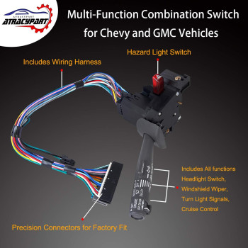 Multifunction Combination Switch Gray For 19952002 Chevy Tahoe S10 Gmc C1500 K1500 Suburban Yukon More Replaces 2330814