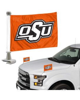 Fanmats 61924 Oklahoma State Cowboys Ambassador Car Flags 2 Pack Mini Auto Flags 4In X 6In Perfect For Hood Or Trunk