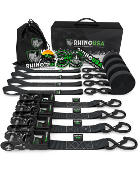 Rhino Usa Ratchet Straps Tie Down Kit For Atv 5 208 Break Strength Includes 4 Heavy Duty Rachet Tiedowns With Padded Handle